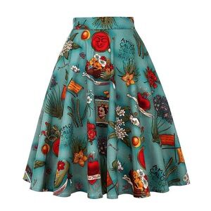 🌼 Grace Karin Frida Kahlo Skirt, Turquoise